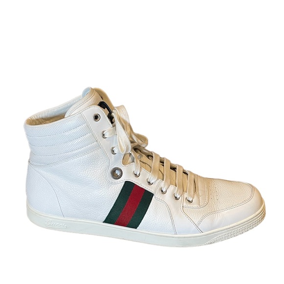 Gucci Other - Gucci Men’s White Leather High Top Sneakers Size 12.5 US